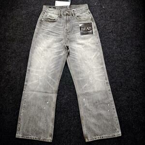 Vintage Whisker Faded Wideleg Baggy Denim Gray Jeans size 32